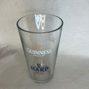 Guinness Drought Harp Lager Beer Glass 16 Oz The Authentic Half & Half Gold Blue